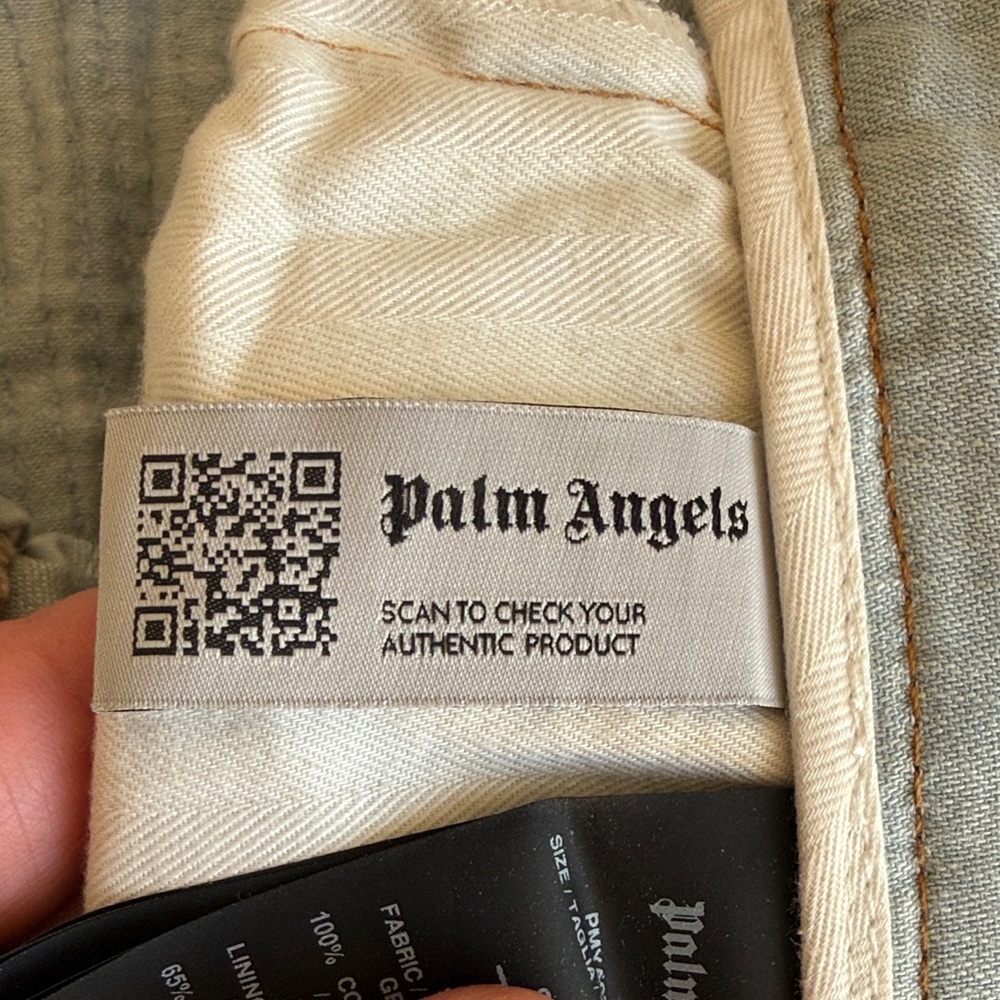 Palm Angels Light Gray Distressed Men's Jeans - Picture 9 of 14